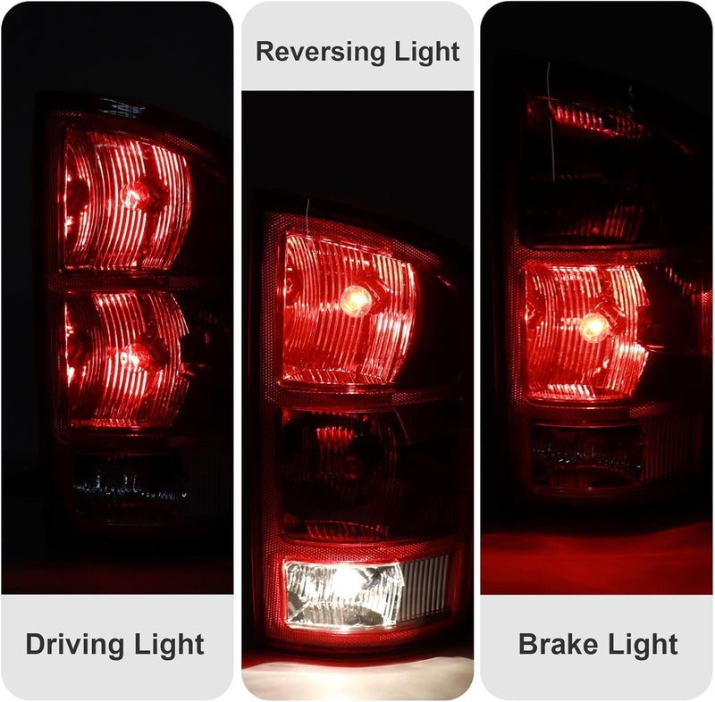 CONLLCON Tail Lights Assembly Compatible with 2002-2006 Dodge Ram 1500 2500 3500, Rear Light Taillights Replacement # CH2801147 CH2800147 55077348AF 55077347AF - Image 3